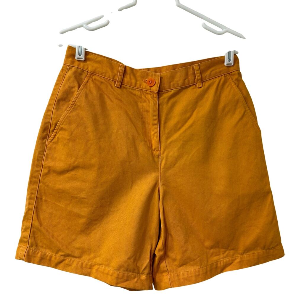 Lauren Ralph Lauren Vtg Womens Size 6 Orange High Rise Cotton Shorts Logo Preppy